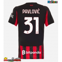 Camisa de Futebol AC Milan Strahinja Pavlovic #31 Equipamento Principal Mulheres 2025-26 Manga Curta